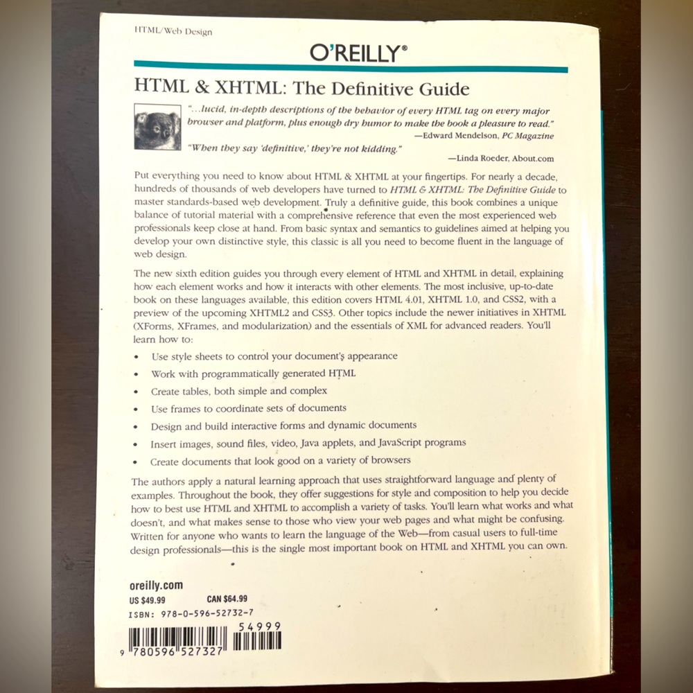 O’Reilly HTML & XHTML: The Definitive Guide. Never used. Paperback. - Picture 2 of 2